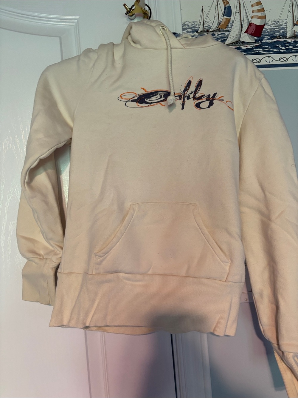Oakley Cream Hooded Sweatshirt with Script Logo